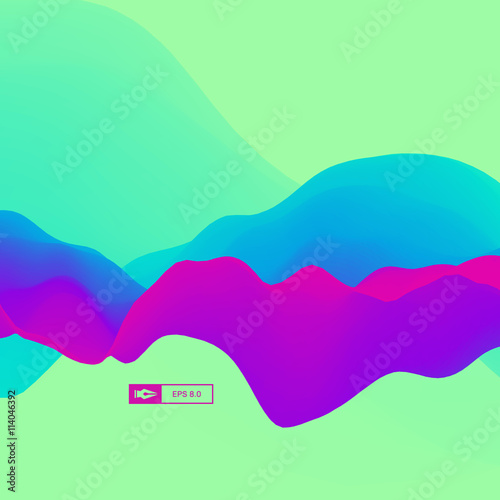 3D Wavy Background. Dynamic Effect. Abstract Vector Illustration. Design Template. Modern Pattern.