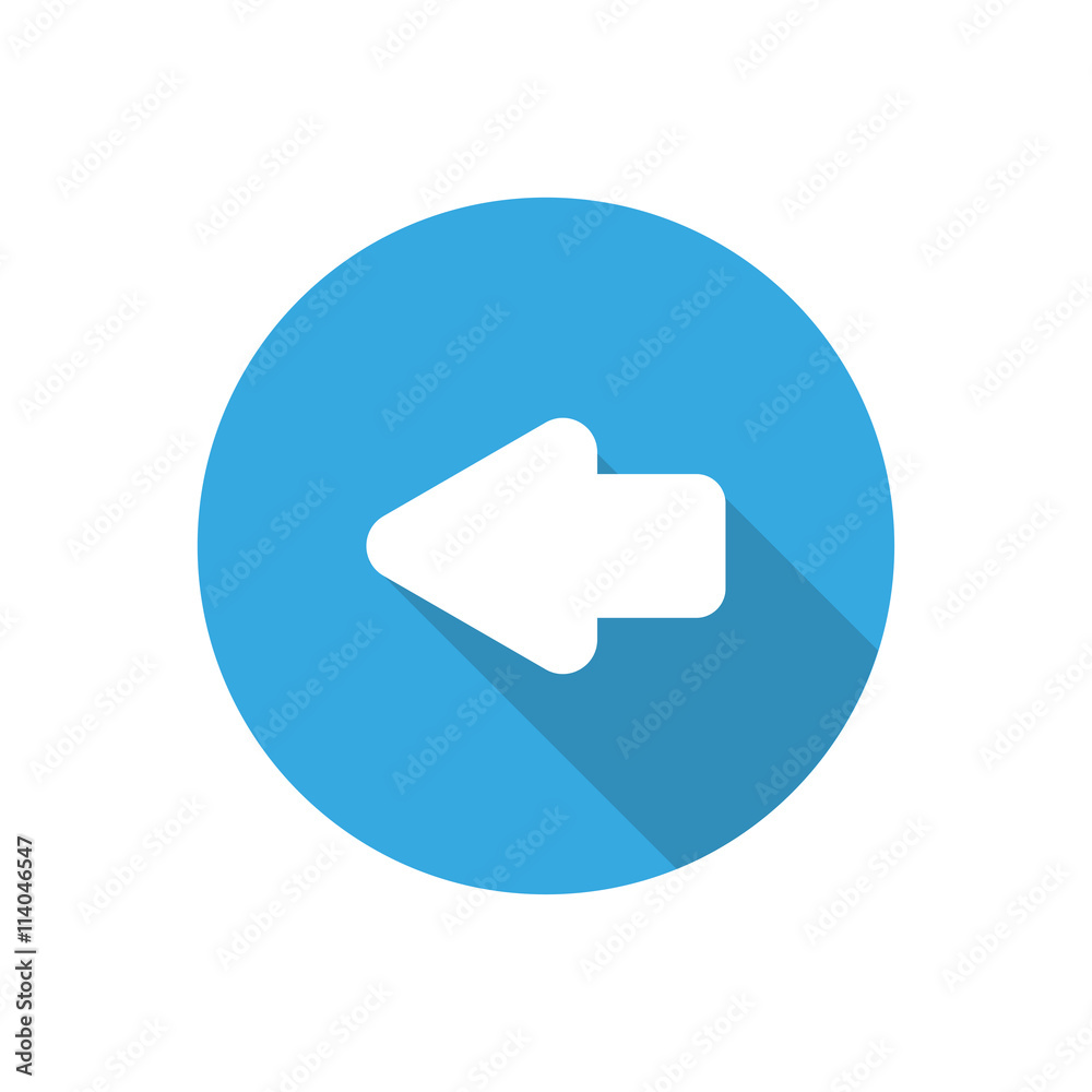 Pointer left arrow in the blue circle with shadow Pointer left arrow in the blue circle with shadow