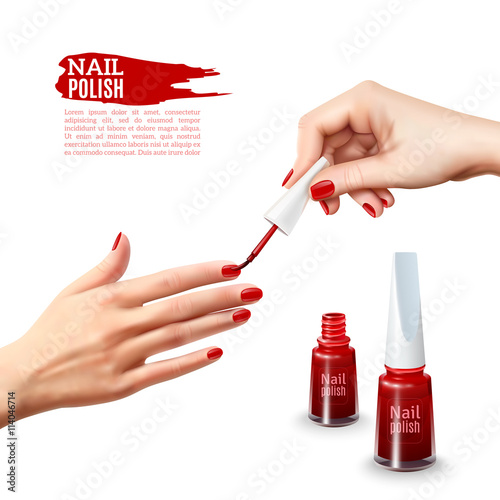 Manicure Nail Polish Hands Realistic Poster 