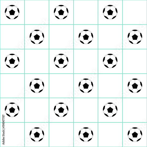 Football Ball Mint Green Grid White Background Vector Illustration