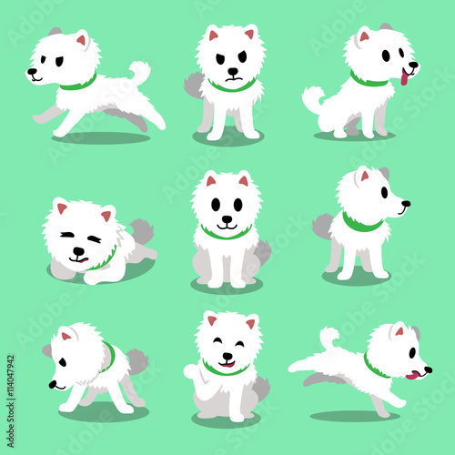 Cartoon character japanese spitz dog poses