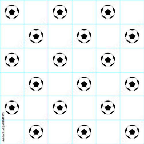 Football Ball Blue Grid White Background Vector Illustration