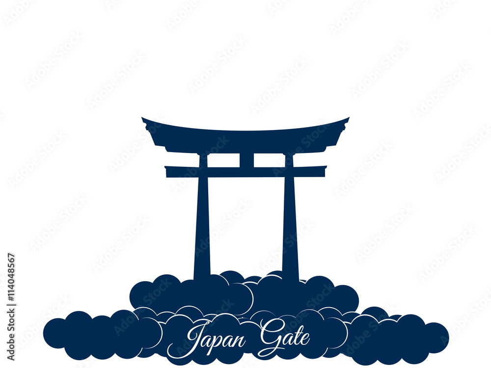 Japan gate isolated on white background, torii gate, japanese gate