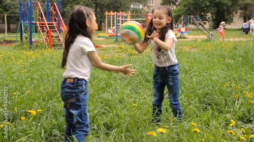 Kids play with ball outdoor