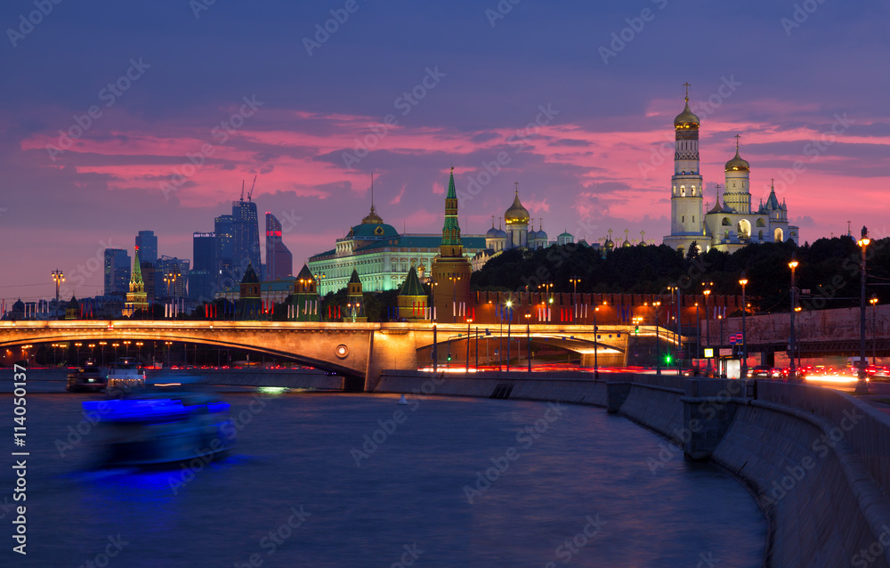 Beautiful sunset over the Moscow Kremlin, Russia