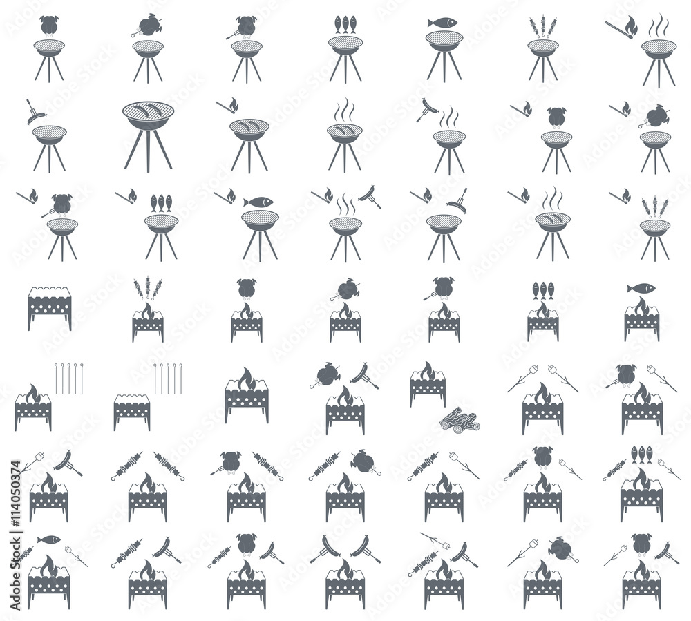 Set of barbecue icons. Vector illustration Set of barbecue icons. Vector illustration
