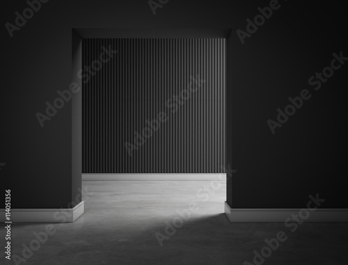 empty dark black room hall 3d rendering