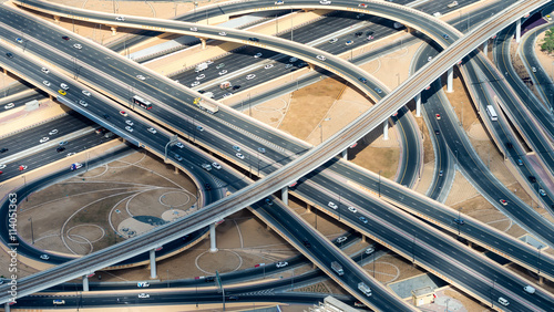 Major roads intersection, aerial view
