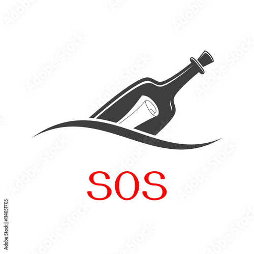 Vector S.O.S. message in a bottle.