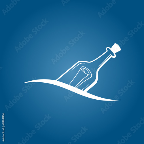 Vector S.O.S. message in a bottle.
