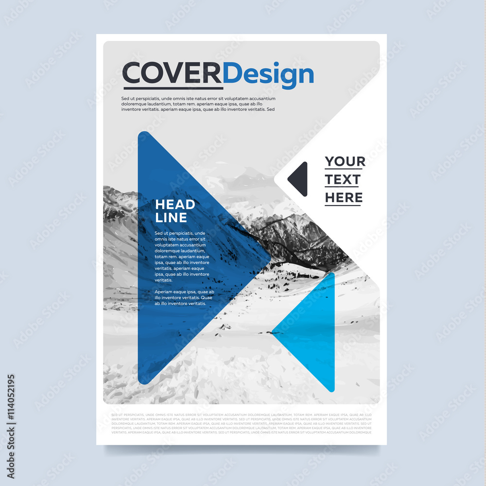 Brochure cover presentation abstract flat background. Leaflet layout.  Corporate document. Blue annual report design template vector. Stock Vector  | Adobe Stock