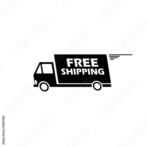 Delivery icon silhouette shipping truck isolated on white backgr