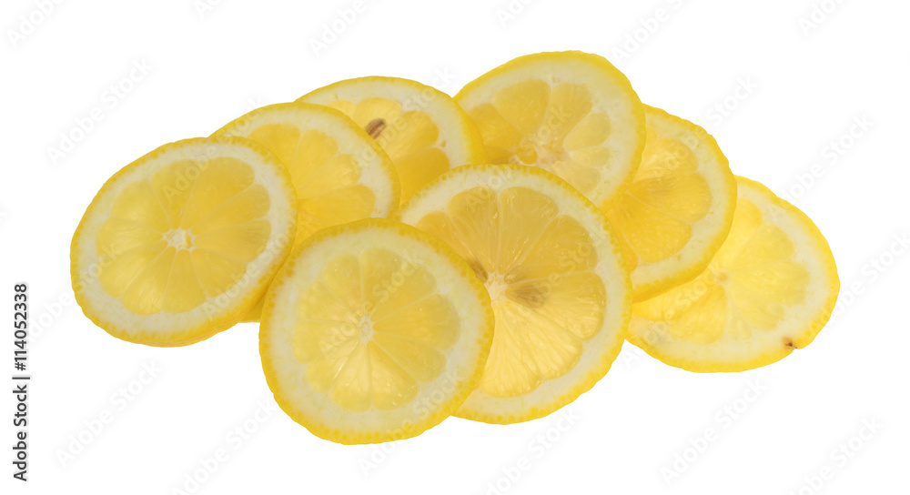 Lemon slices isolated on a white background. Lemon slices isolated on a white background.