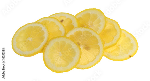 Lemon slices isolated on a white background.