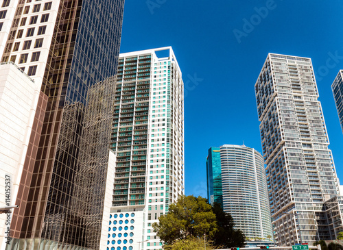 Modern skyline of Downtown Miami  view from the street