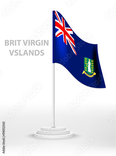 National waving flag of Brit Virgin Islands on a pole. vector 3d country national symbol on a white background
