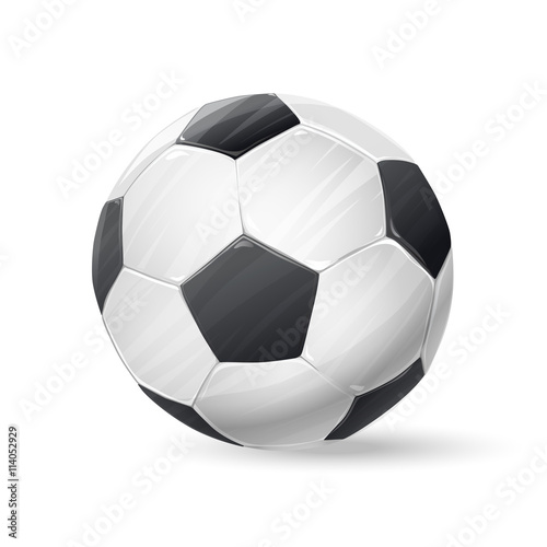 soccer ball on white with shadow. football sports item. vector