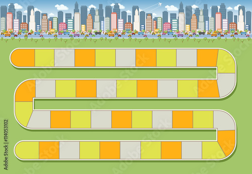 Board game with a block path in the city