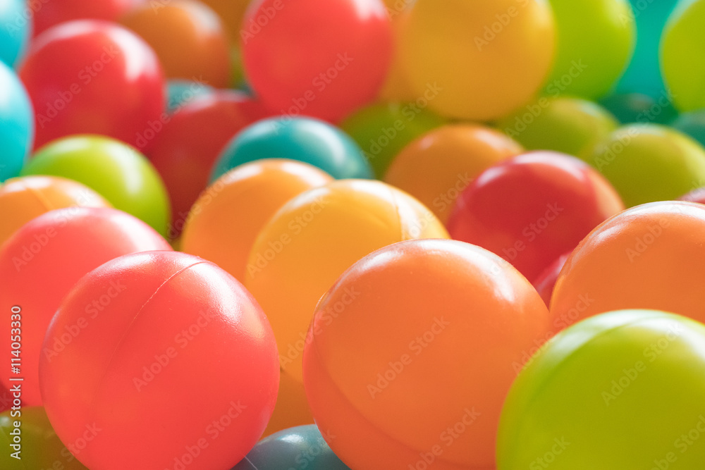 Bright and Colorful toy balls, kids ball pit background, softpla Bright and Colorful toy balls, kids ball pit background, softpla