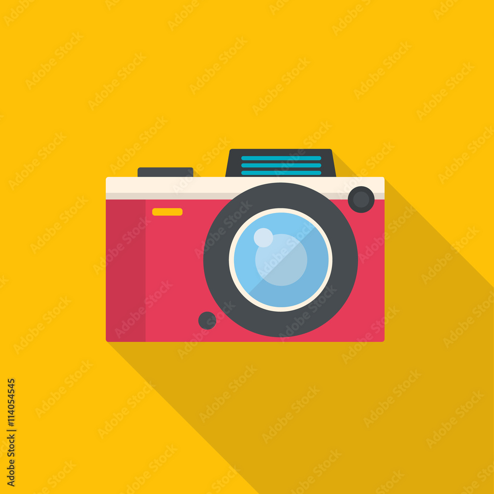 Flat style photo camera. Modern minimal flat design with long shadow. Vector illustration. Flat style photo camera. Modern minimal flat design with long shadow. Vector illustration.