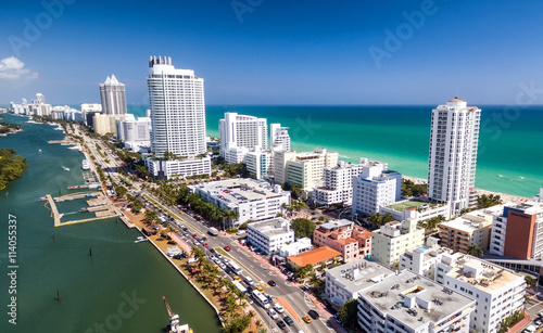 Amazing skyline of Miami South Beach, aerial view © jovannig