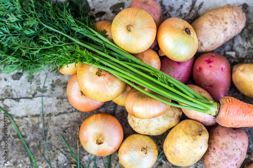 Fresh vegetable on wooden table