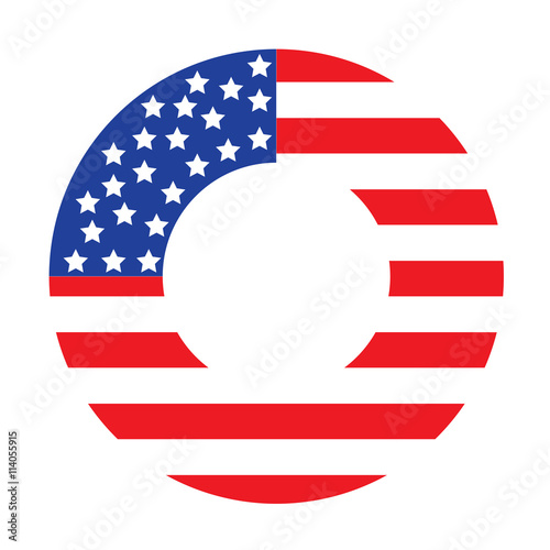 American flag circle monogram frame