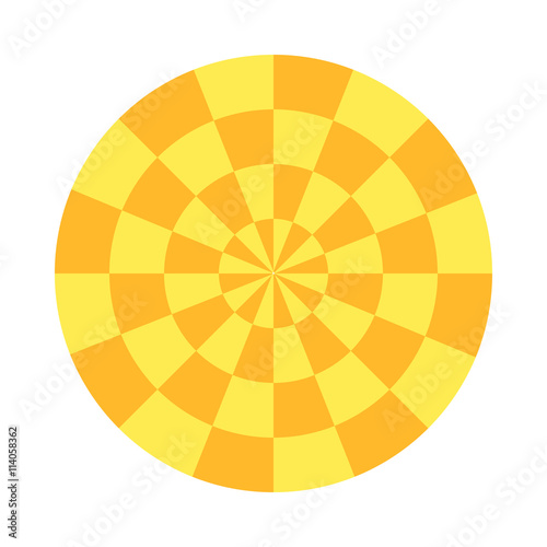 Rising or setting sun with sun rays in yellow