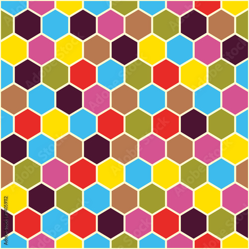 Retro geometric hexagon seamless pattern