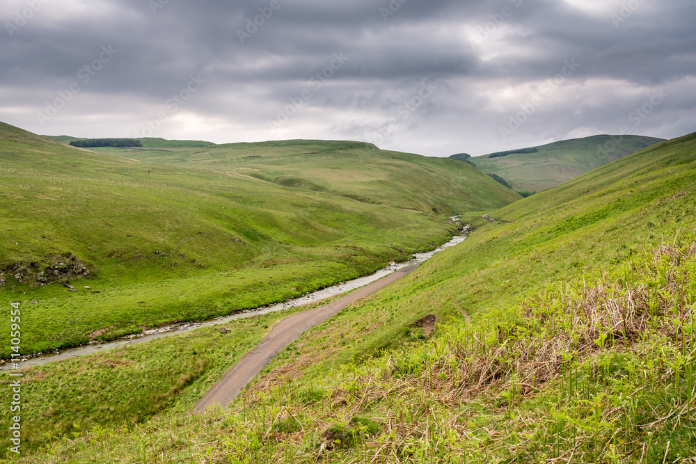 River Coquet in the Cheviot Hills, as it flows through Upper Coquetdale in Northumberland