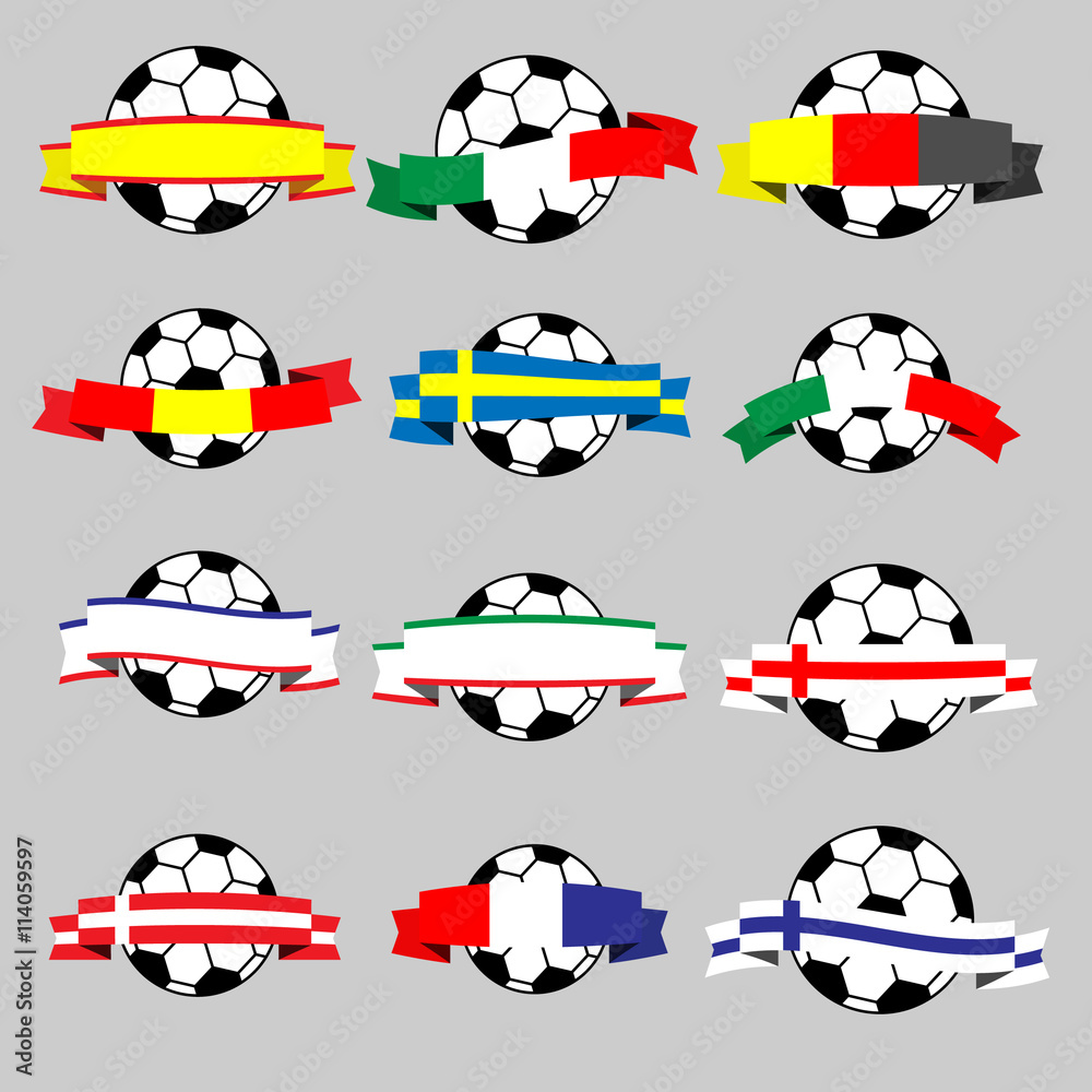 Ribbons of europe with football vector