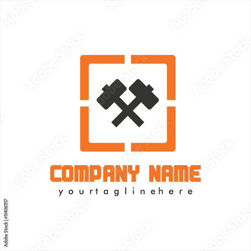 Worker and Contruction Logo Vector photo