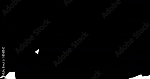 Breaking glass to black / 3D animation of white screen shattering and falling to black, can be used for cuts and transitions