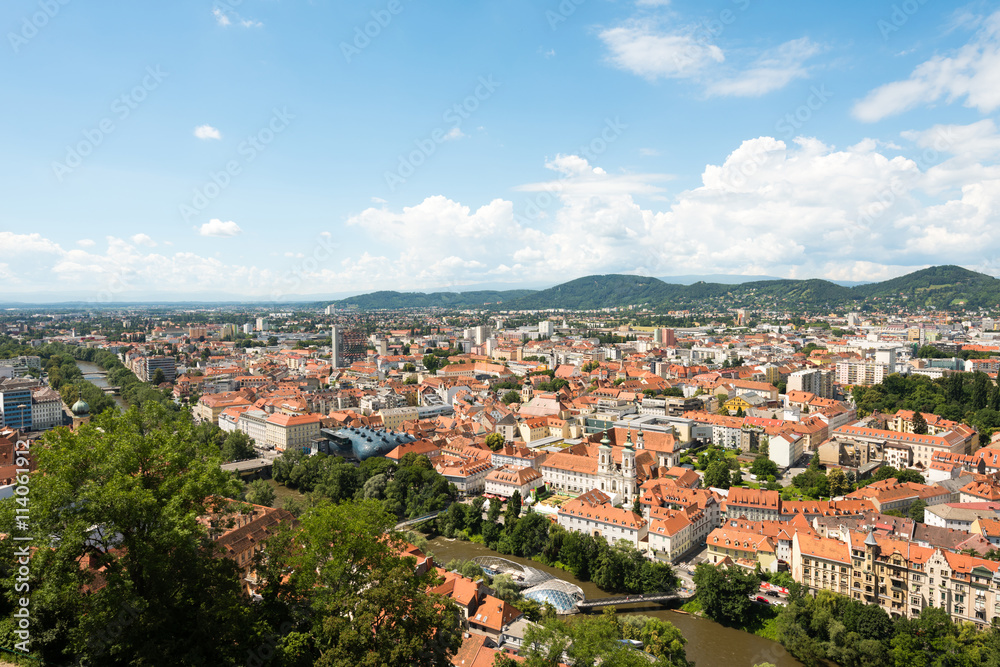 Skyline of Graz, the second-largest city of Austria