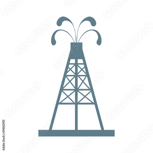 Stylized icon of the oil rig with fountains spurting up oil with