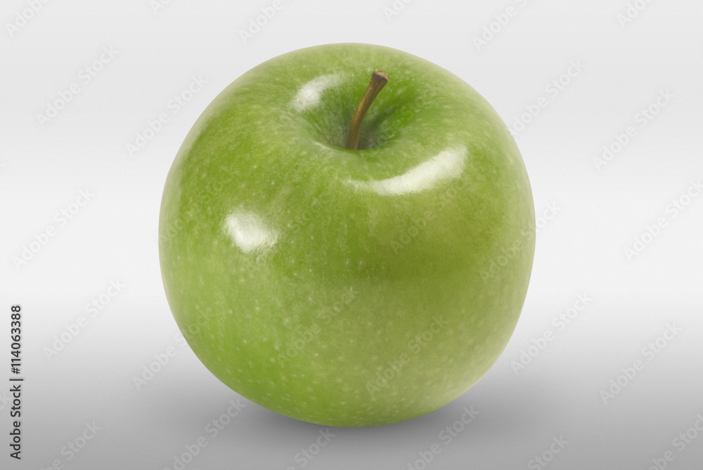 Green apple on white background. Front view. Green apple on white background. Front view.