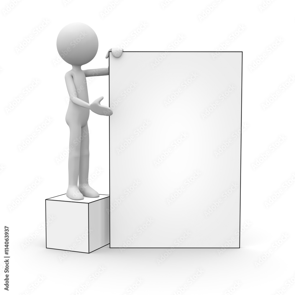 Weißes 3D Männchen - Leeres Plakat, Tafel, Werbefläche - Männlein Cartoon - Vorlage für Werbung - 3D Figur mit Zeichen und Symbolen isoliert auf weißem Hintergrund.
Weißes 3D Männchen - Leeres Plakat, Tafel, Werbefläche - Männlein Cartoon - Vorlage für Werbung - 3D Figur mit Zeichen und Symbolen isoliert auf weißem Hintergrund.