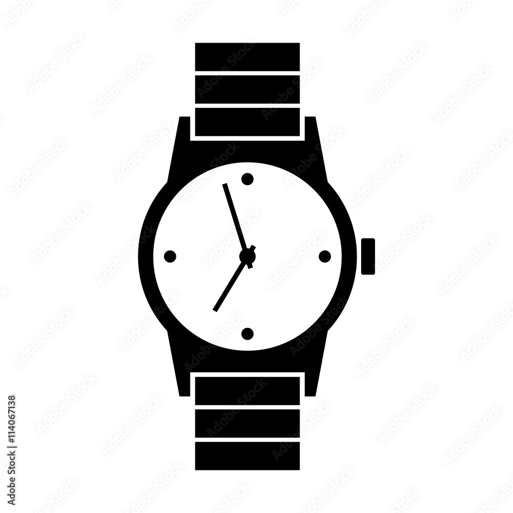 Black wristwatch icon on white background Black wristwatch icon on white background