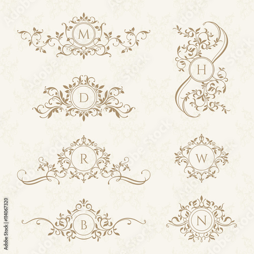 Monograms collection for cards, invitations. Graphic design page.