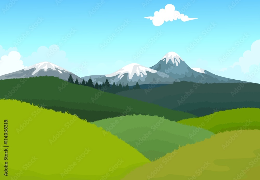 beauty hilly mountain with landscape background