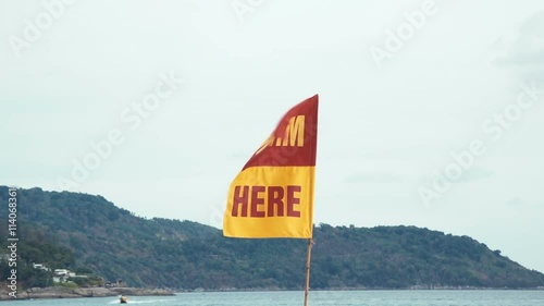Safety Flag Swim Here On The Beach,  Phuket, Kata Beach