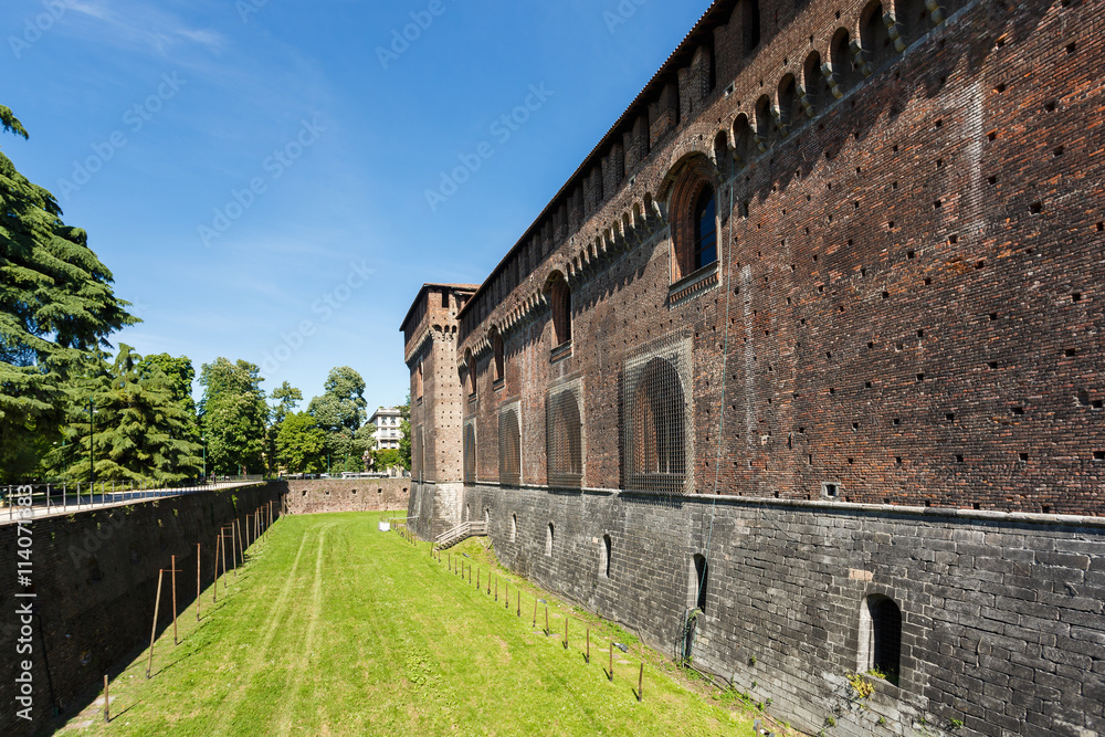 The wall of the Sforza Castle, Milan