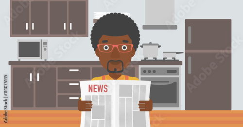 Man reading newspaper.