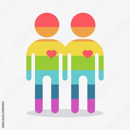 Gay man icon. Gay couple. Conceptual image of gay love and gay family. Objects isolated on a white background. Flat vector illustration.