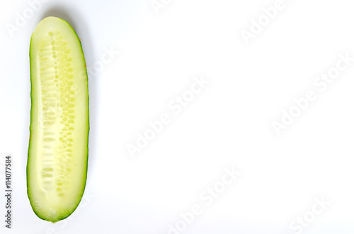 Sliced ​​cucumber on a white background