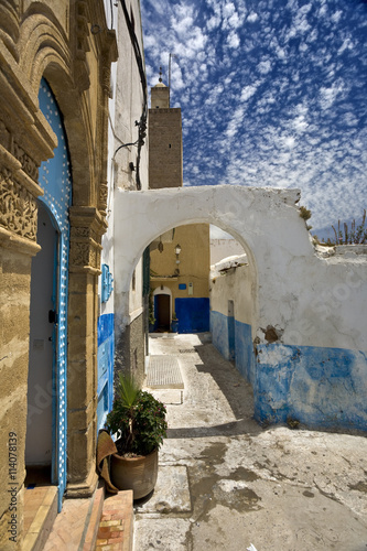Morocco. Rabat. The Kasbah des Oudaias - the oldest part of the city with white and blue painted walls of houses