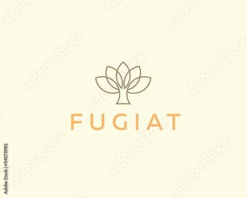 Abstract elegant tree flower line logo icon design. Universal creative premium solid symbol. Graceful lined vector sign.