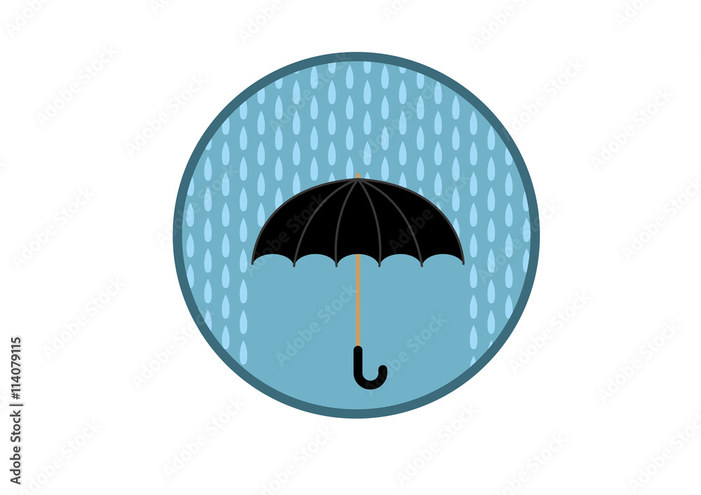 Black classic umbrella with raindrops in a circle
