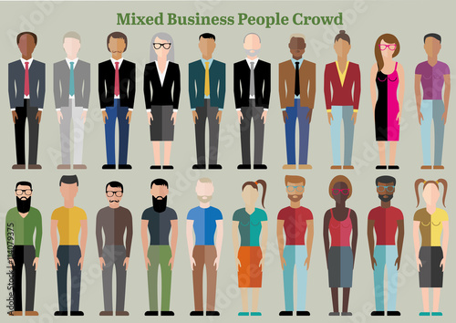 Twenty mixed neutral flat business people