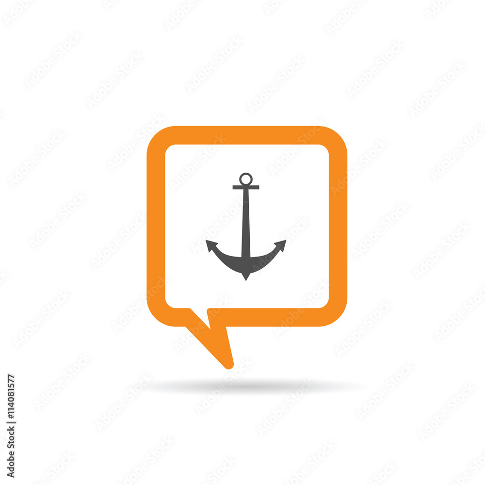 square orange speech bubble with anchor illustration square orange speech bubble with anchor illustration